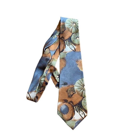 Bugatti green blue rust silk tie new with tags - Picture 2 of 7